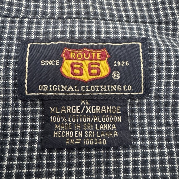 Vintage Route 66 Button Up Short‎ Sleeve Shirt Men's XL Blue Black White 1990's - Picture 2 of 13